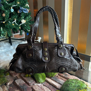 CHLOE Brown Snakeskin Silverado Shoulder Bag