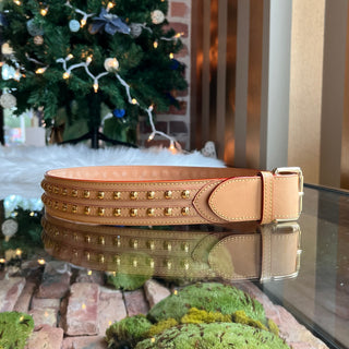 LOUIS VUITTON Belt Vachetta Studded Belt SZ80/32(4US)