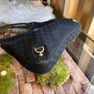 GUCCI Abbey D-Ring Black GG Canvas Tote