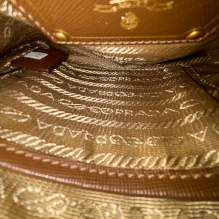 PRADA Tobacco Tessuto Nylon and Leather Logo Mini Messenger Bag