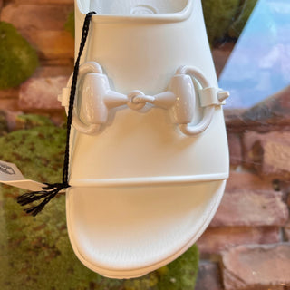 GUCCI Horsebit White Rubber Platform Sandals SZ 39 (US 9)