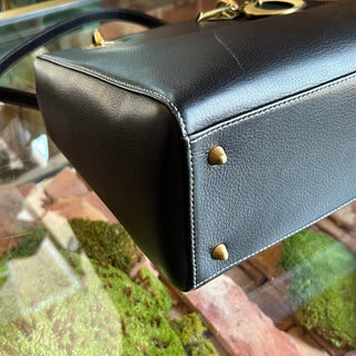 DIOR Lady Dior Black Grained Calfskin Leather Tote
