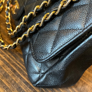 CHANEL Maxi Single Flap Black Caviar Leather Shoulder Bag
