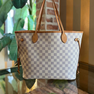 LOUIS VUITTON Neverfull MM Damier Azur Canvas Tote Bag