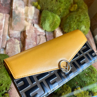 FENDI F Is Fendi Yellow Zucca Leather Continental Wallet