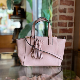 TORY BURCH Theo Mini Slouchy Pink Leather Tote Bag