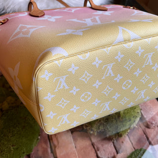 LOUIS VUITTON Neverfull MM Light Pink By The Pool Giant Monogram Tote Bag