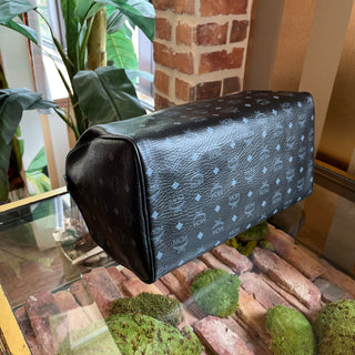 MCM Black Visetos Monogram Canvas Satchel Duffel