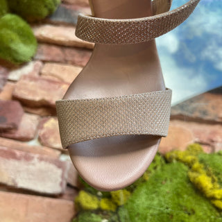 JIMMY CHOO Pink Woven Silver Metallic Cork Wedges SZ 35.5 (US 5.5)