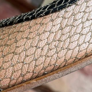 CHANEL CC Lace Pink/Black Leather Heels SZ 36.5 (US 6.5)