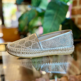 GUCCI Metallic Silver Espadrilles SZ 36.5