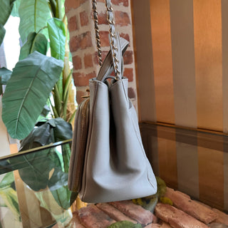 CHANEL Business Affinity Small Gray Caviar Tote Bag