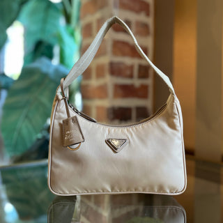 PRADA Re-Edition Beige Nylon Shoulder Bag
