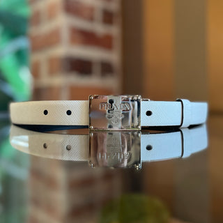 PRADA White/Black Leather Reversible Belt SZ 80/32