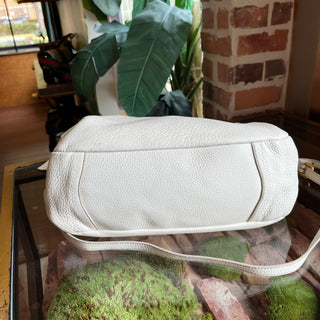PRADA White Daino Leather Two-Way Hobo Bag