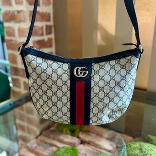 GUCCI Navy Blue Ophidia Half Moon Hobo