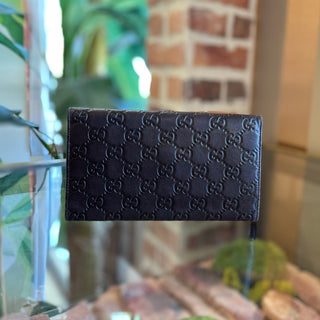 GUCCI Brown Guccissima Leather Continental Flap Snap Wallet