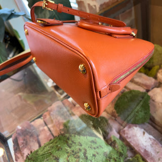PRADA Promenade Orange Saffiano Lux Dome Top Handle