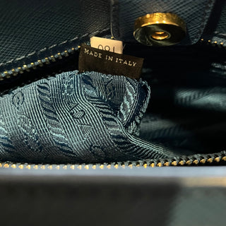 PRADA Blue Saffiano Lux Leather Tote Bag