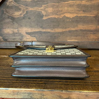 GUCCI Small Ophidia Beige GG Web Canvas Top Handle Bag