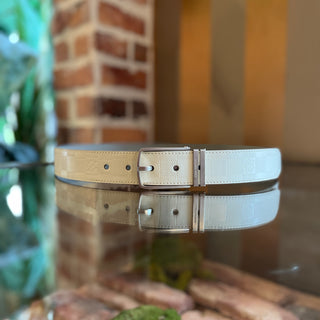LOUIS VUITTON White/Grey Leather Damier Checkered Reversible Belt SZ 100/40