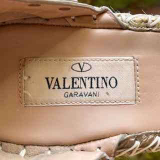 VALENTINO Metallic Double Rockstud Espadrilles Wedges SZ 38 (US 8)