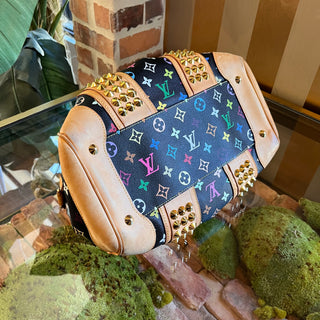 LOUIS VUITTON Courtney MM Black Monogram Multicolor Canvas Satchel Bag