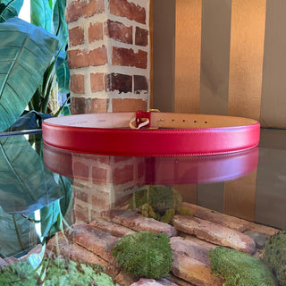 VERSACE Hexagon Medusa Buckle Red Leather Belt 100/4 (SZ XL)