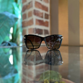TOM FORD Leah TF849 52F Tortoise Shell Acetate Square Sunglasses
