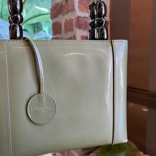 CHRISTIAN DIOR Malice Green Vintage Patent Leather Tote