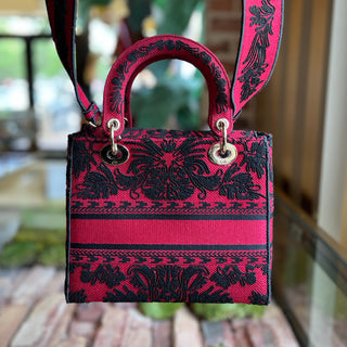 CHRISTIAN DIOR Lady D-Lite Bag Medium Embroidered Canvas Tote