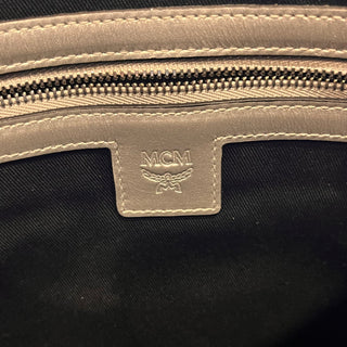 MCM Pouch Silver Visetos Canvas Zip Clutch