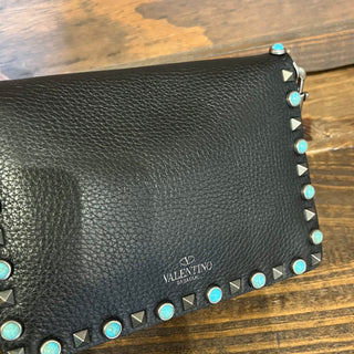 VALENTINO GARAVANI Mini Rolling Rockstud Pebbled Calfskin Flip-Lock Crossbody Bag