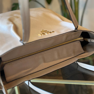 PRADA Argilla Glacé Calf Leather Beige Tote Bag
