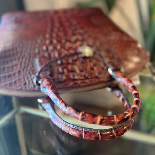 BRAHMIN Duxbury Brown Melbourne Croc Embossed Leather Satchel Bag