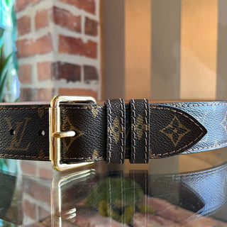 LOUIS VUITTON Brown Monogram Coated Canvas Belt 30/90
