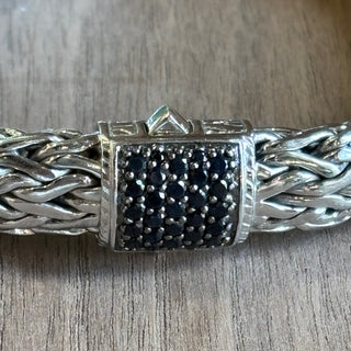 JOHN HARDY Woven Silver Black Saphire Bracelet