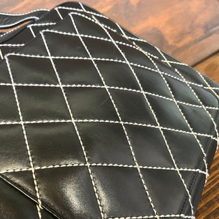 CHANEL Surpiqué Wild Stitch Black Calfskin Leather Tote