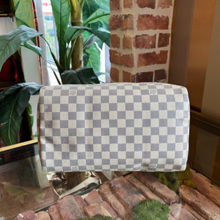 LOUIS VUITTON Speedy 30 Damier Azur Canvas Satchel