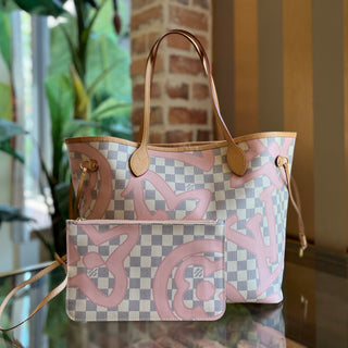 LOUIS VUITTON Neverfull MM Damier Azur Limited Edition Tahitienne Canvas Tote