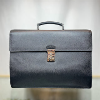 PRADA Black Saffiano Lux Leather Briefcase Bag