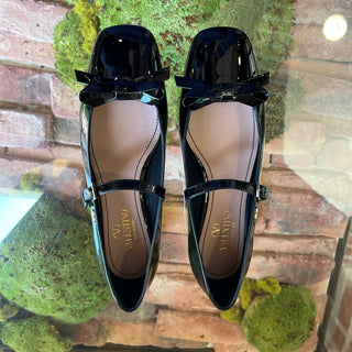 VALENTINO Black Patent Ballet Flats SZ37.5(7.5US)