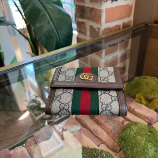 GUCCI Ophidia Beige Ebony GG Supreme Wallet
