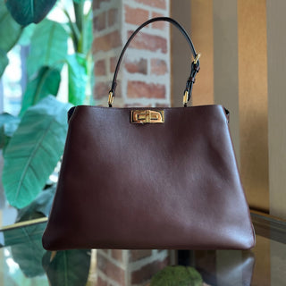 FENDI Peekaboo Iseeu Soft Large Dark Brown Leather Tote