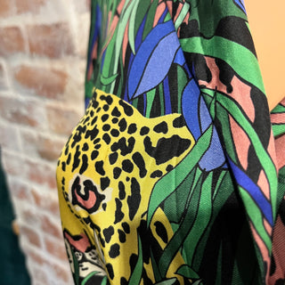 GUCCI Feline Flora Multicolor Silk Printed Blouse SZ42 Pants Set