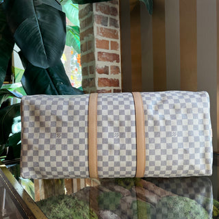 LOUIS VUITTON  Keepall Bandouliere 55 Damier Azur Canvas Duffle Bag