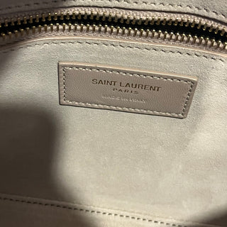 SAINT LAURENT Le 5 A 7 Small White Smooth Calfskin Leather Hobo Bag