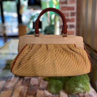 VALENTINO Rose Raffia Tote Bag