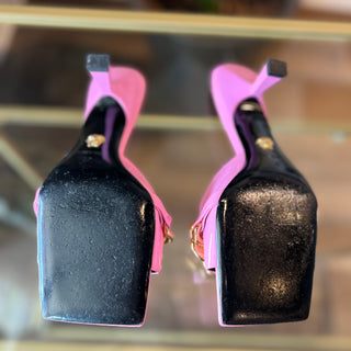 VERSACE Medusa Chain Sandals Pink Patent Leather SZ 37