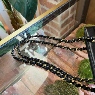 CHANEL Black Vintage Chain Leather Tote Bag